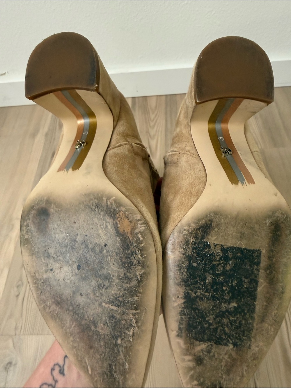 Sam Edelman Tan Suede Over-the-Knee Pointed Toe Boots - Picture 7 of 9